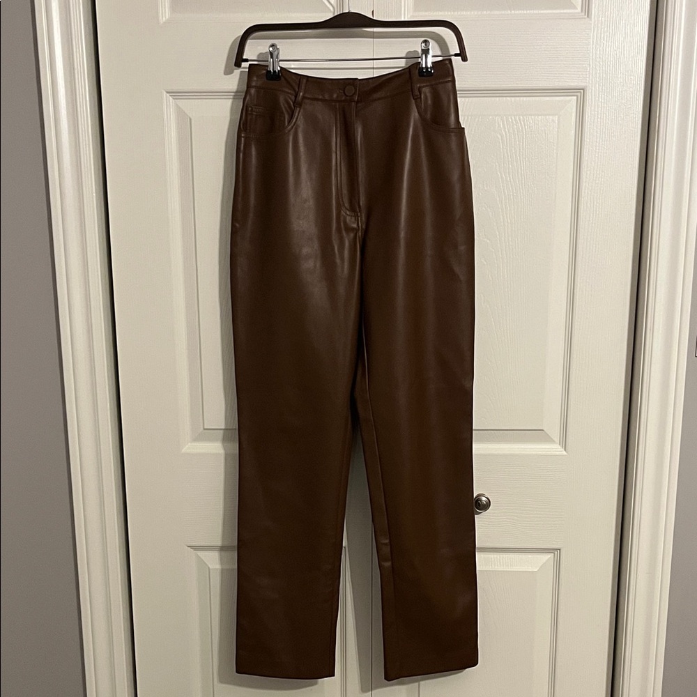 Oak and FBrown Leather Pants